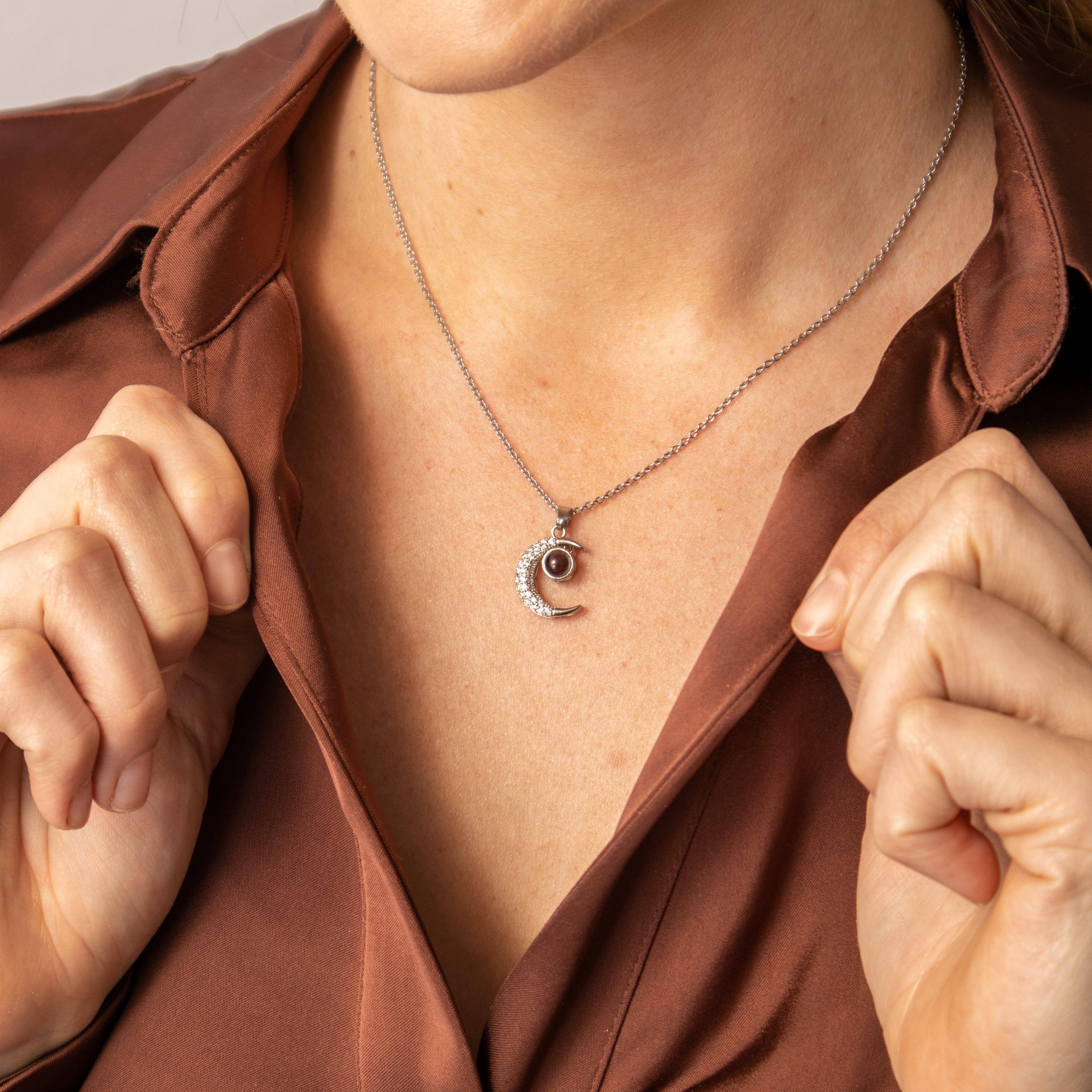 Eternity's Lunar Crystal Photo Necklace - Elegant Eternity