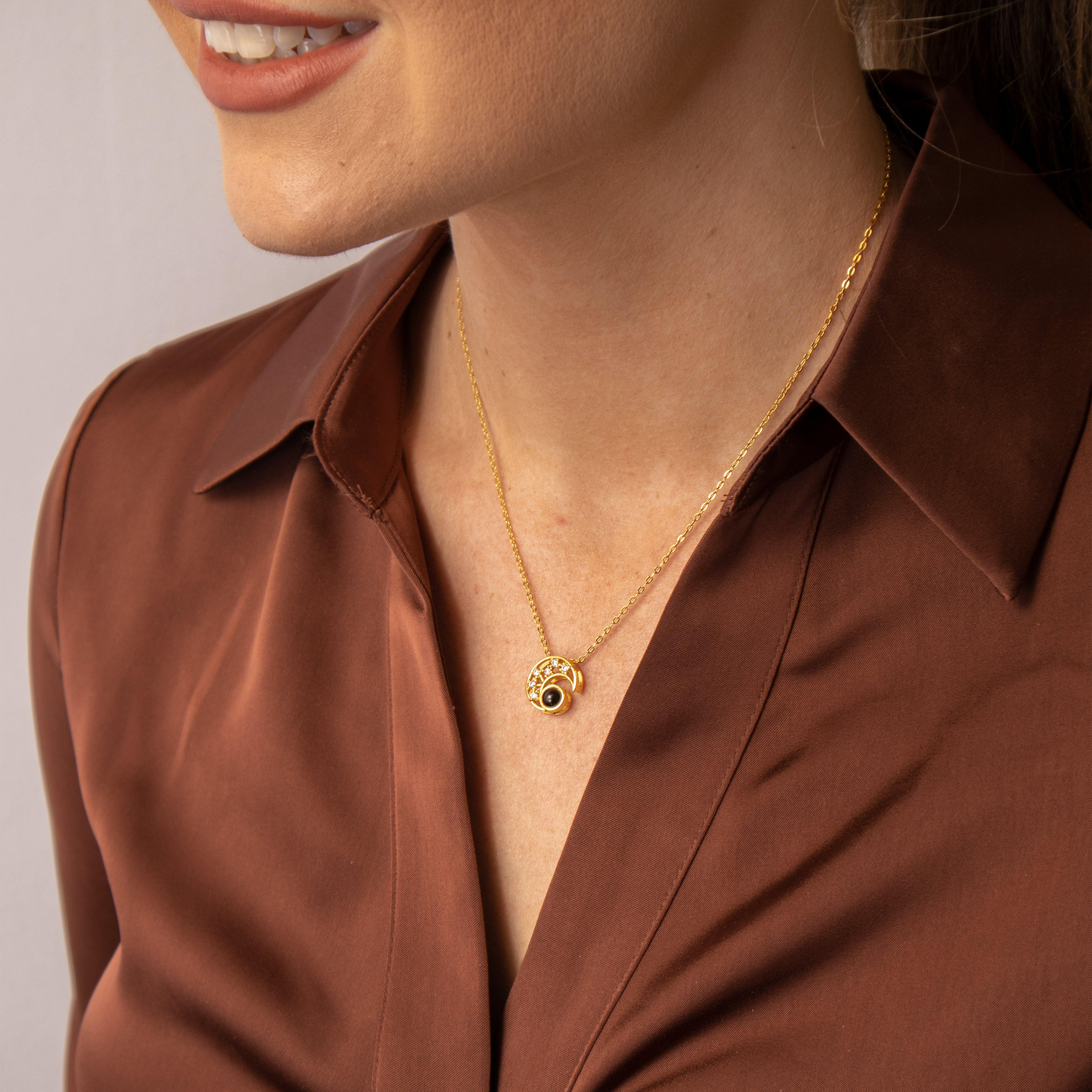 Eternity's Lunar Crystal Photo Necklace - Elegant Eternity