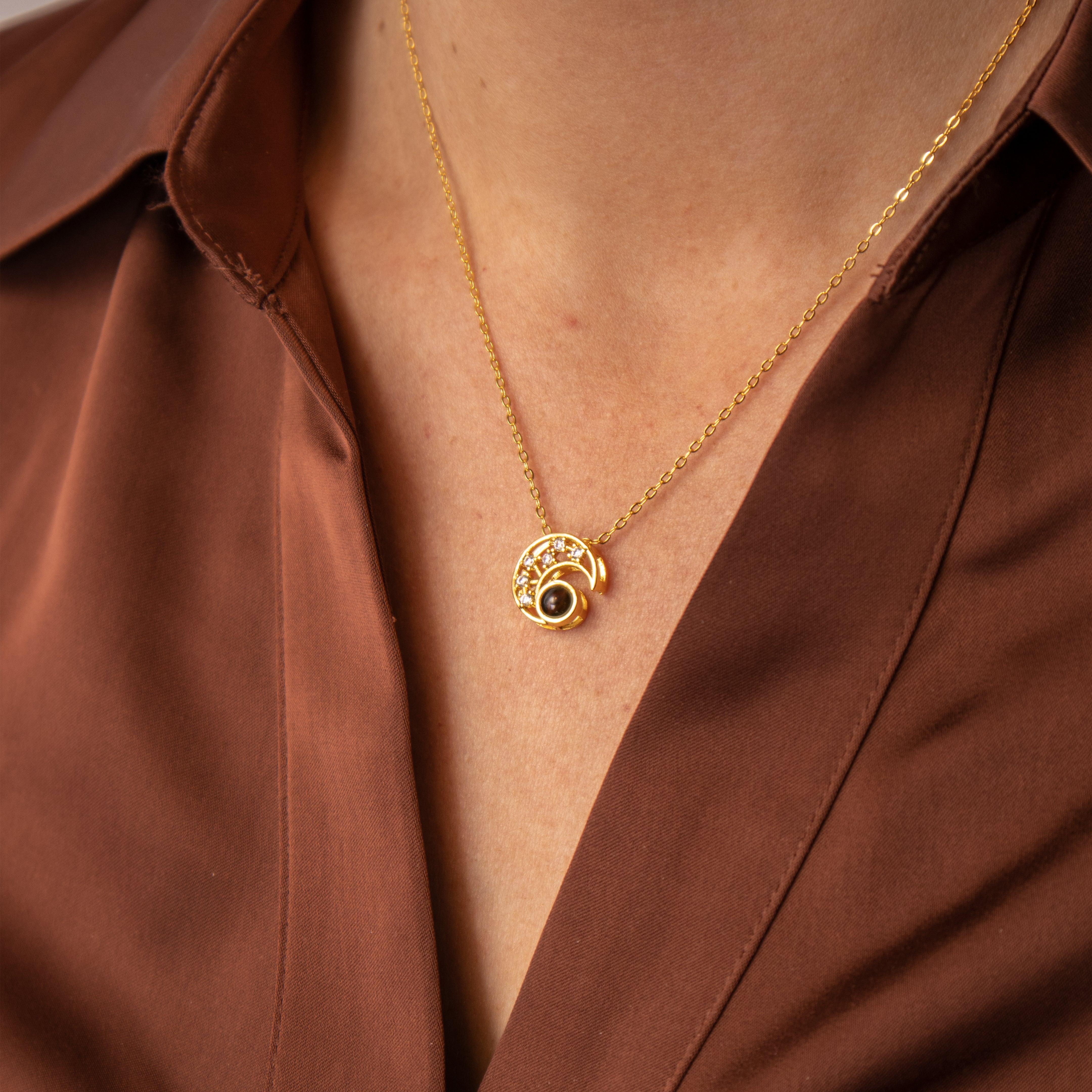 Eternity's Lunar Crystal Photo Necklace - Elegant Eternity