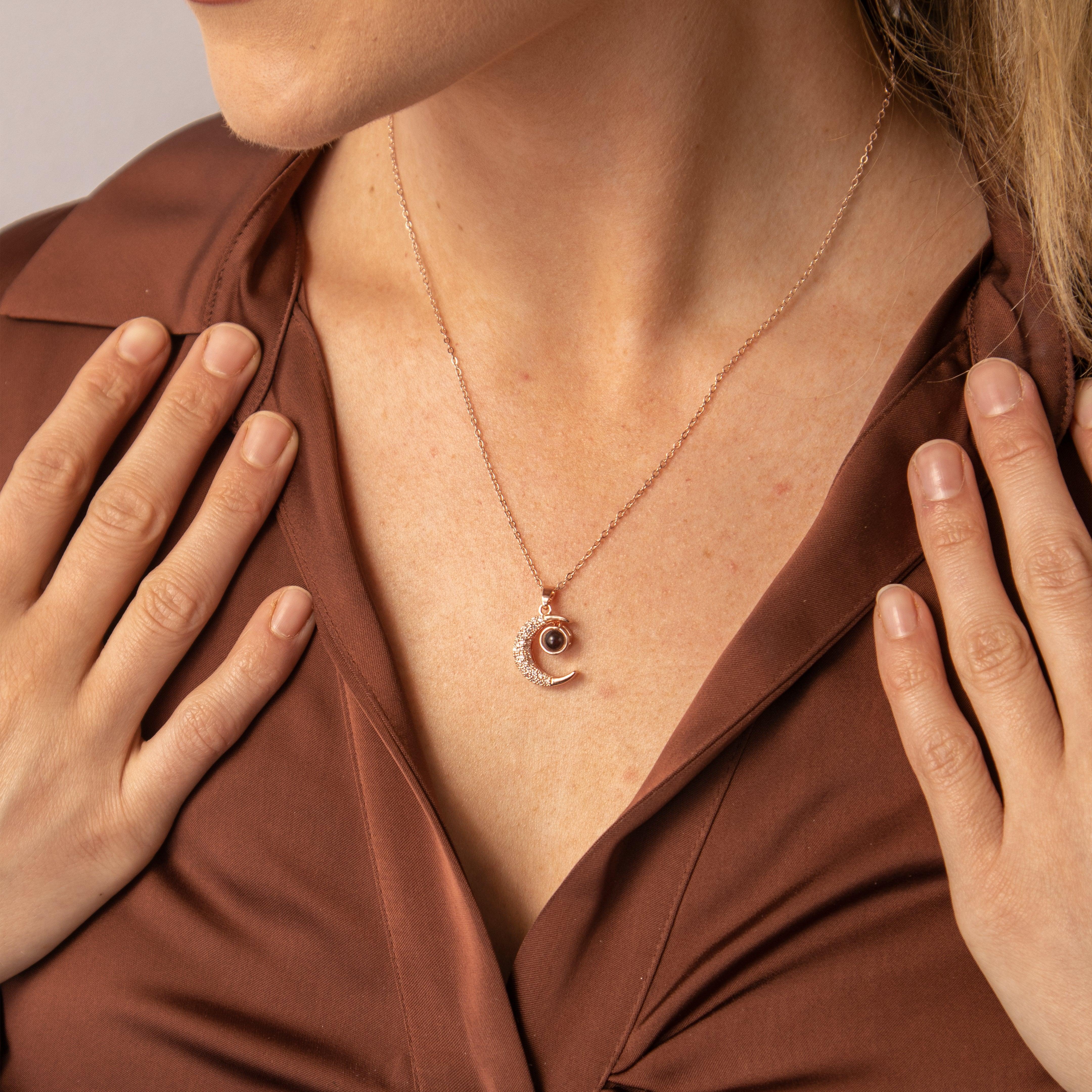 Eternity's Lunar Star Photo Necklace - Elegant Eternity