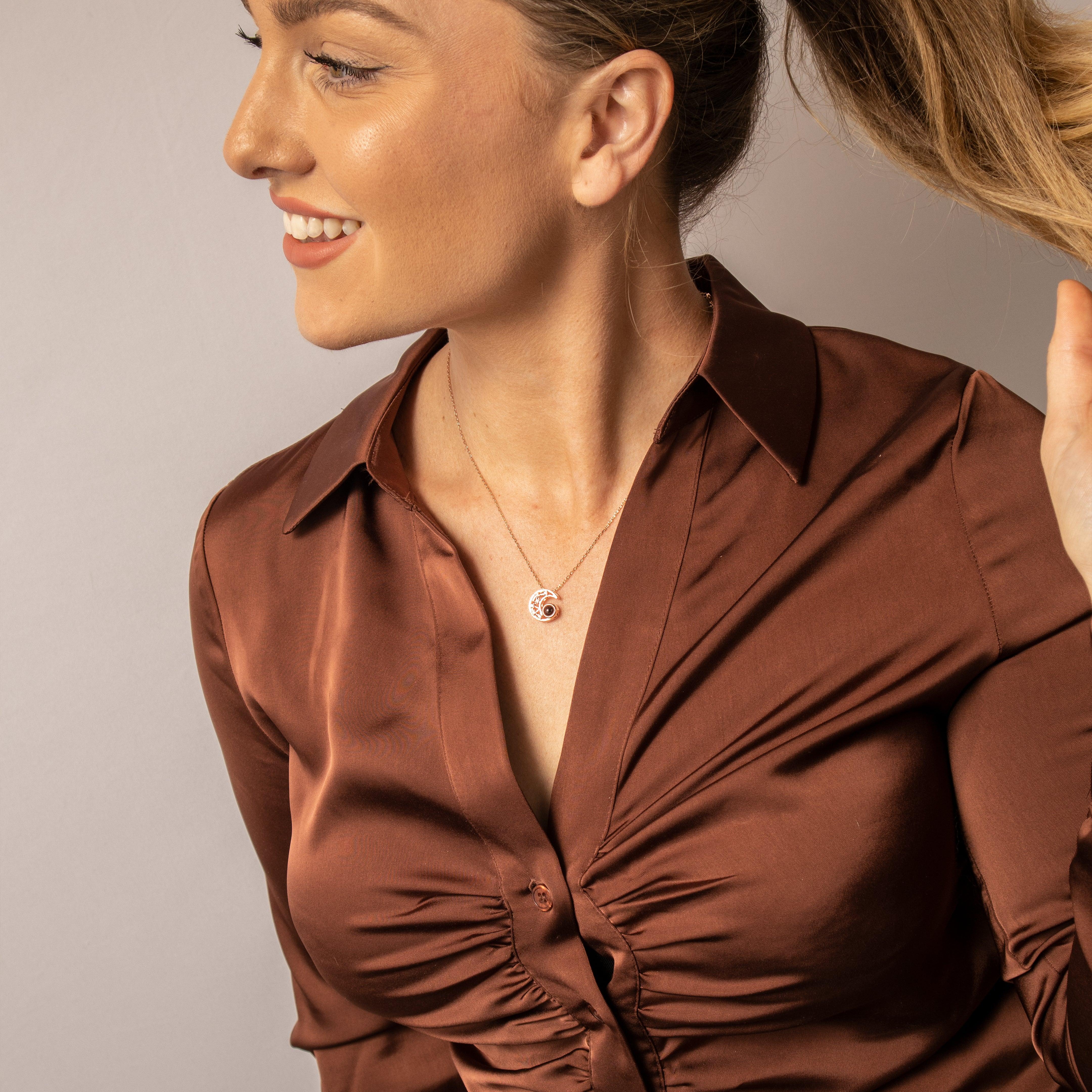 Eternity's Lunar Crystal Photo Necklace - Elegant Eternity