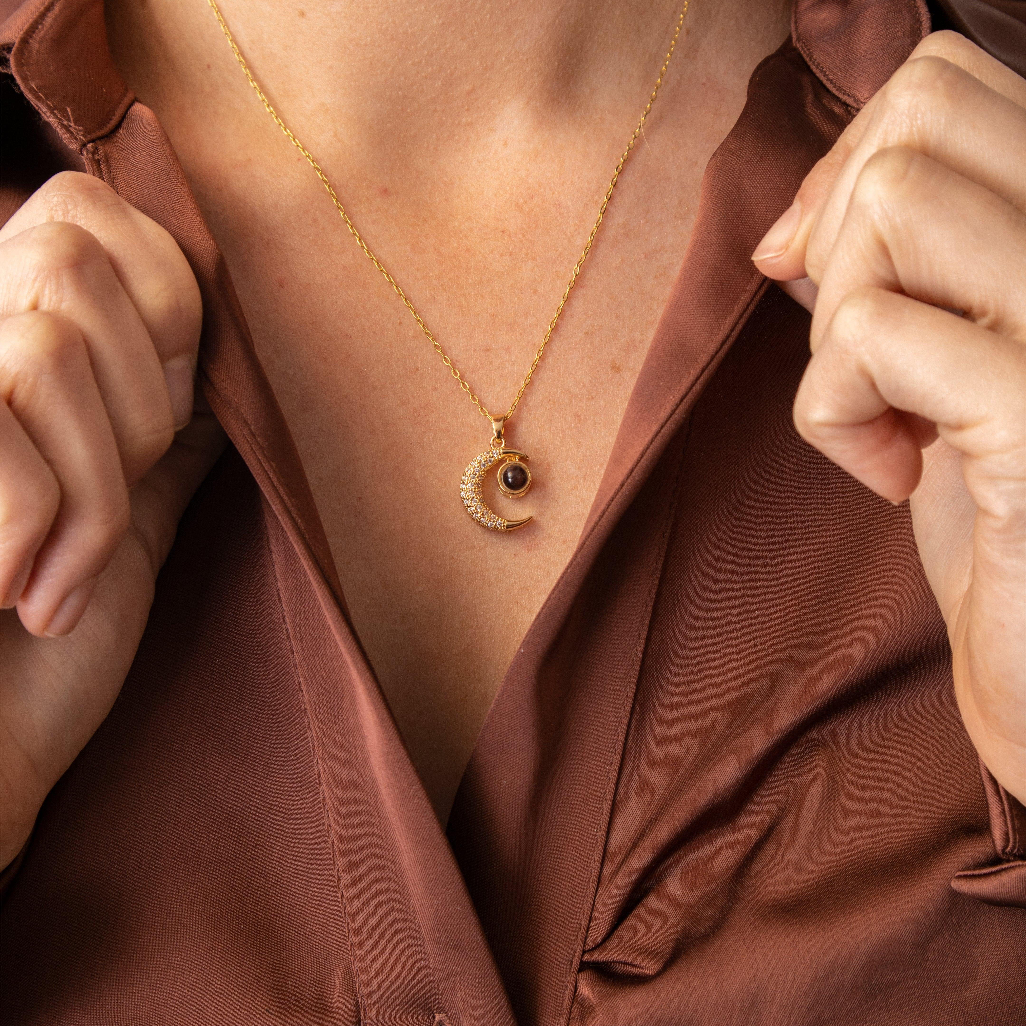 Eternity's Lunar Star Photo Necklace - Elegant Eternity