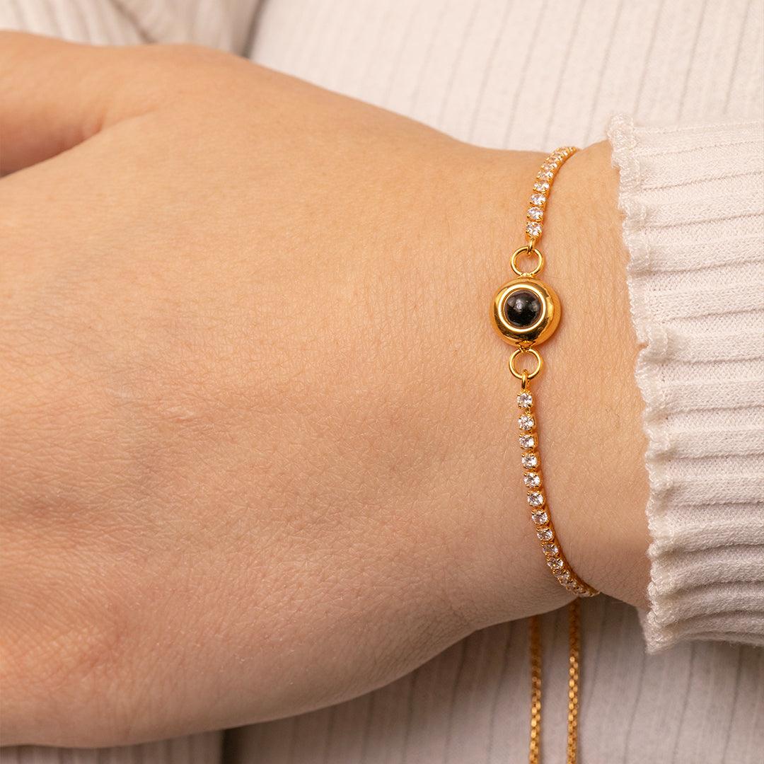 Eternity's Slider Tennis Photo Bracelet - Elegant Eternity