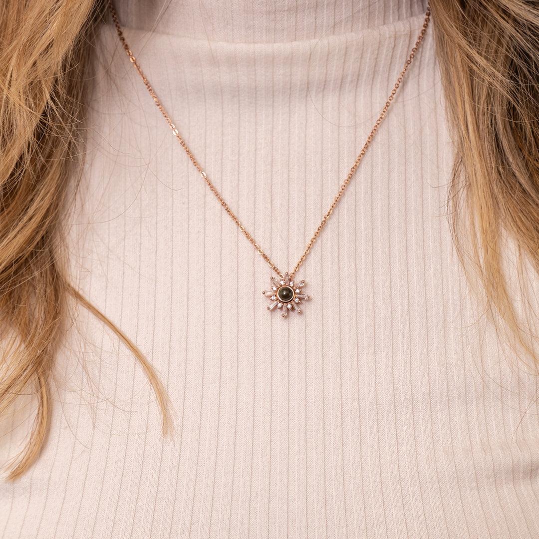 Eternity's Snowflake Photo Necklace - Elegant Eternity