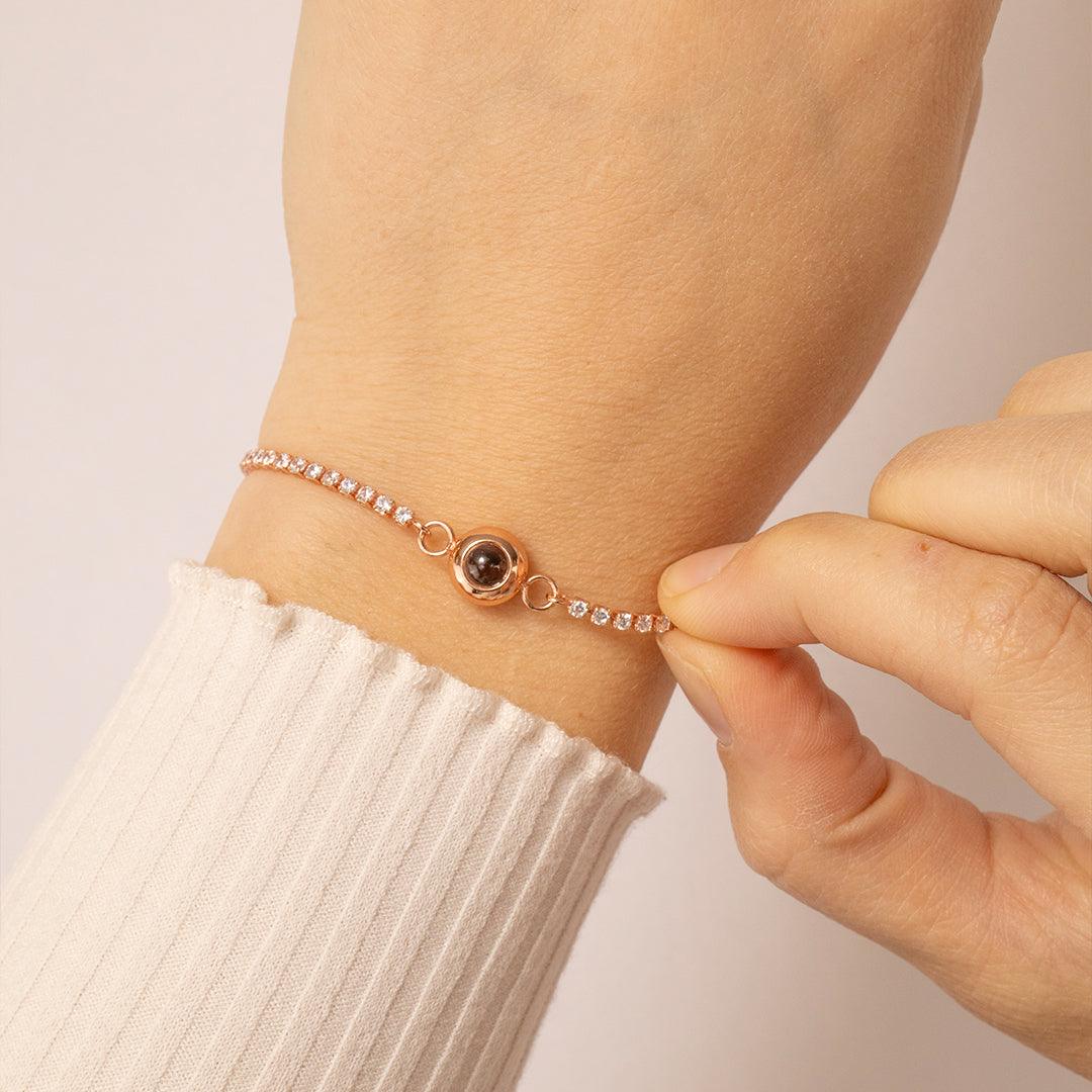Eternity's Slider Tennis Photo Bracelet - Elegant Eternity