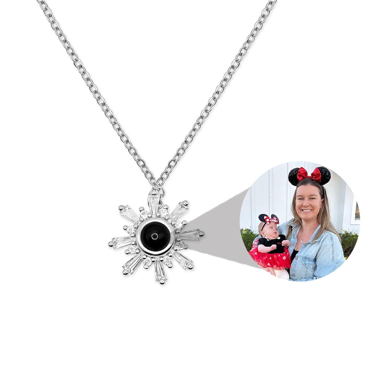 Eternity's Snowflake Photo Necklace - Elegant Eternity