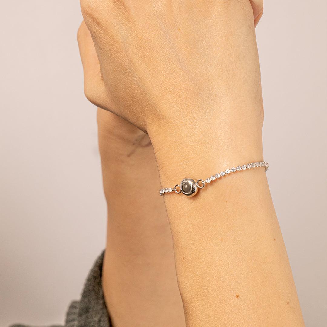 Eternity's Slider Tennis Photo Bracelet - Elegant Eternity