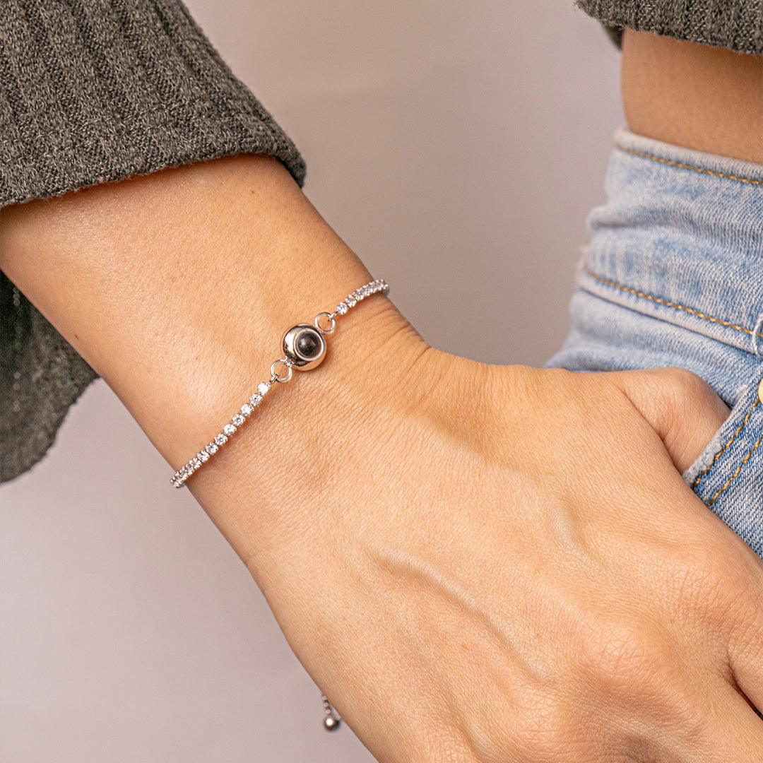 Eternity's Slider Tennis Photo Bracelet - Elegant Eternity