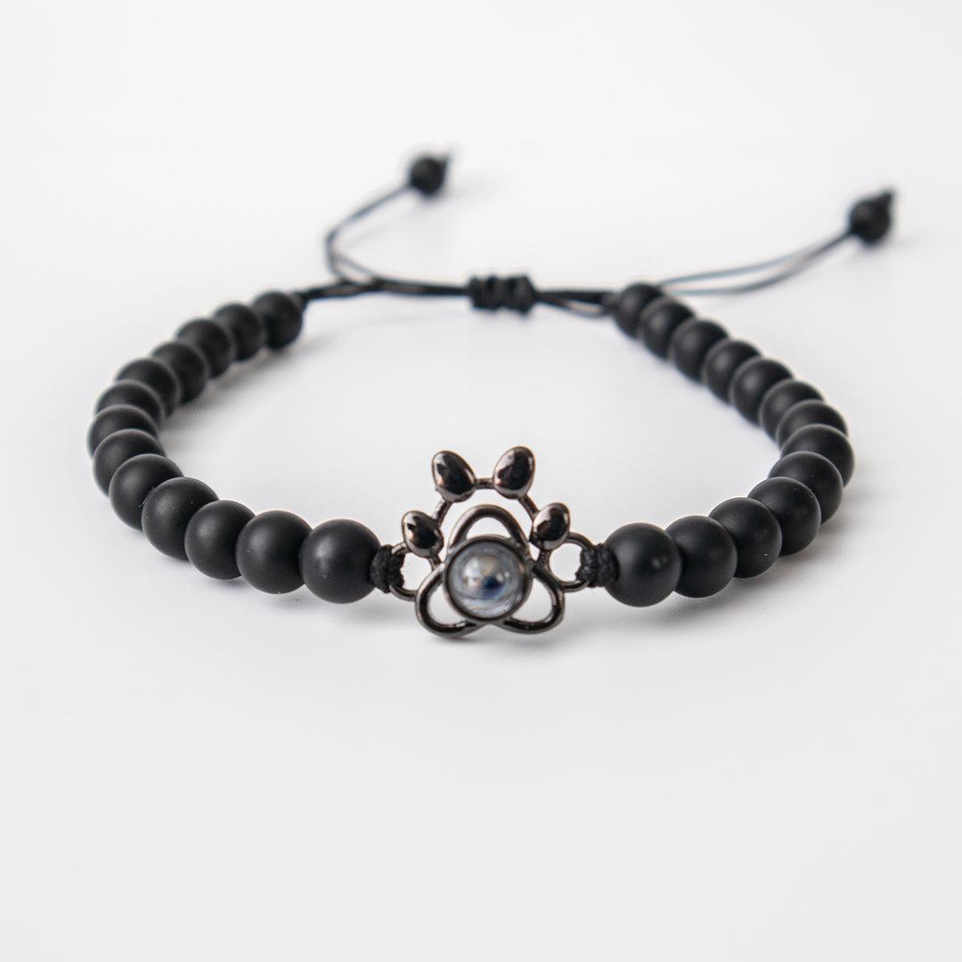 Eternity's Coastal Paw Beaded Photo Bracelet - Elegant Eternity