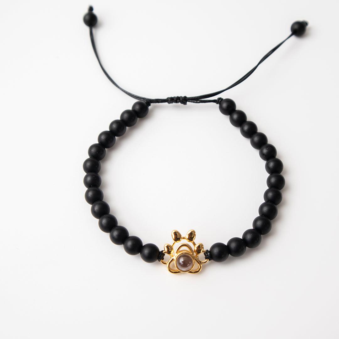 Eternity's Coastal Paw Beaded Photo Bracelet - Elegant Eternity