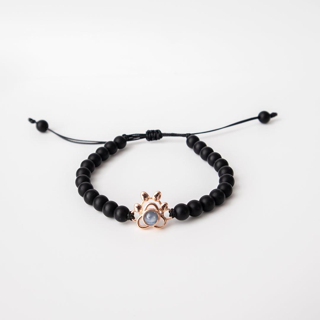 Eternity's Coastal Paw Beaded Photo Bracelet - Elegant Eternity