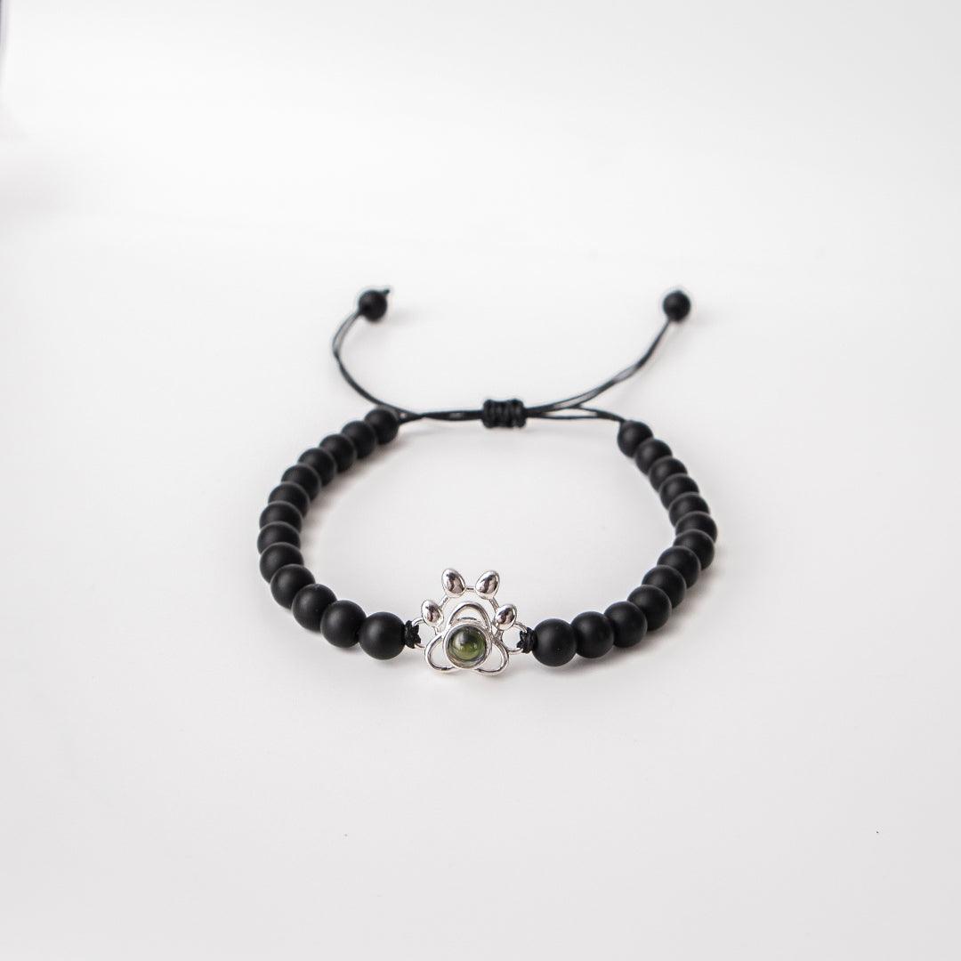 Eternity's Coastal Paw Beaded Photo Bracelet - Elegant Eternity