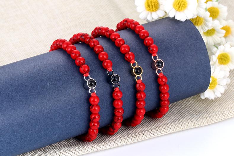 Eternity's Coastal Beaded Photo Bracelet - Elegant Eternity