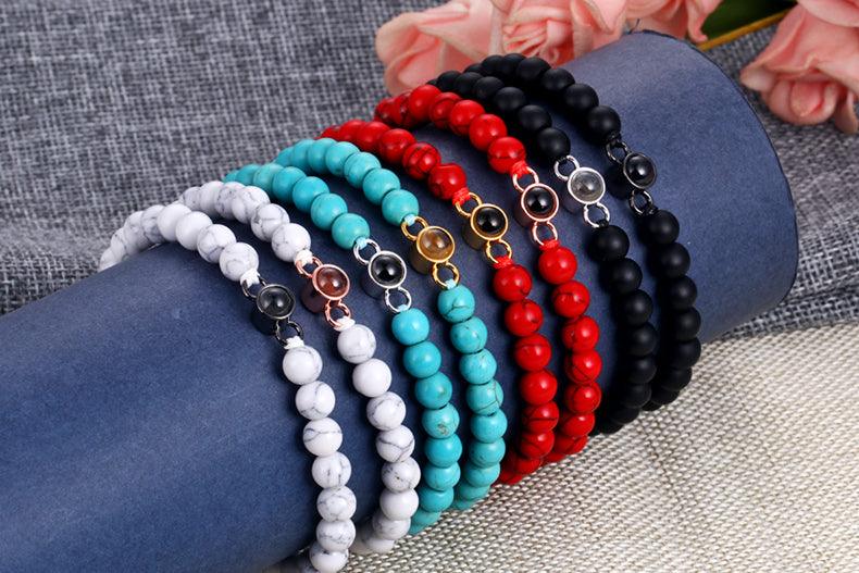 Eternity's Coastal Beaded Photo Bracelet - Elegant Eternity
