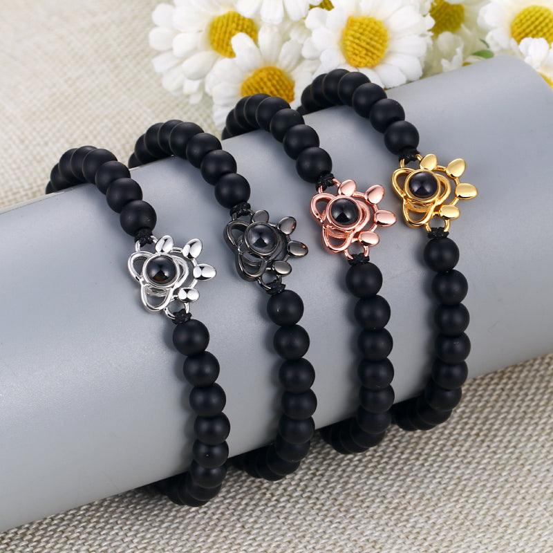 Eternity's Coastal Paw Beaded Photo Bracelet - Elegant Eternity