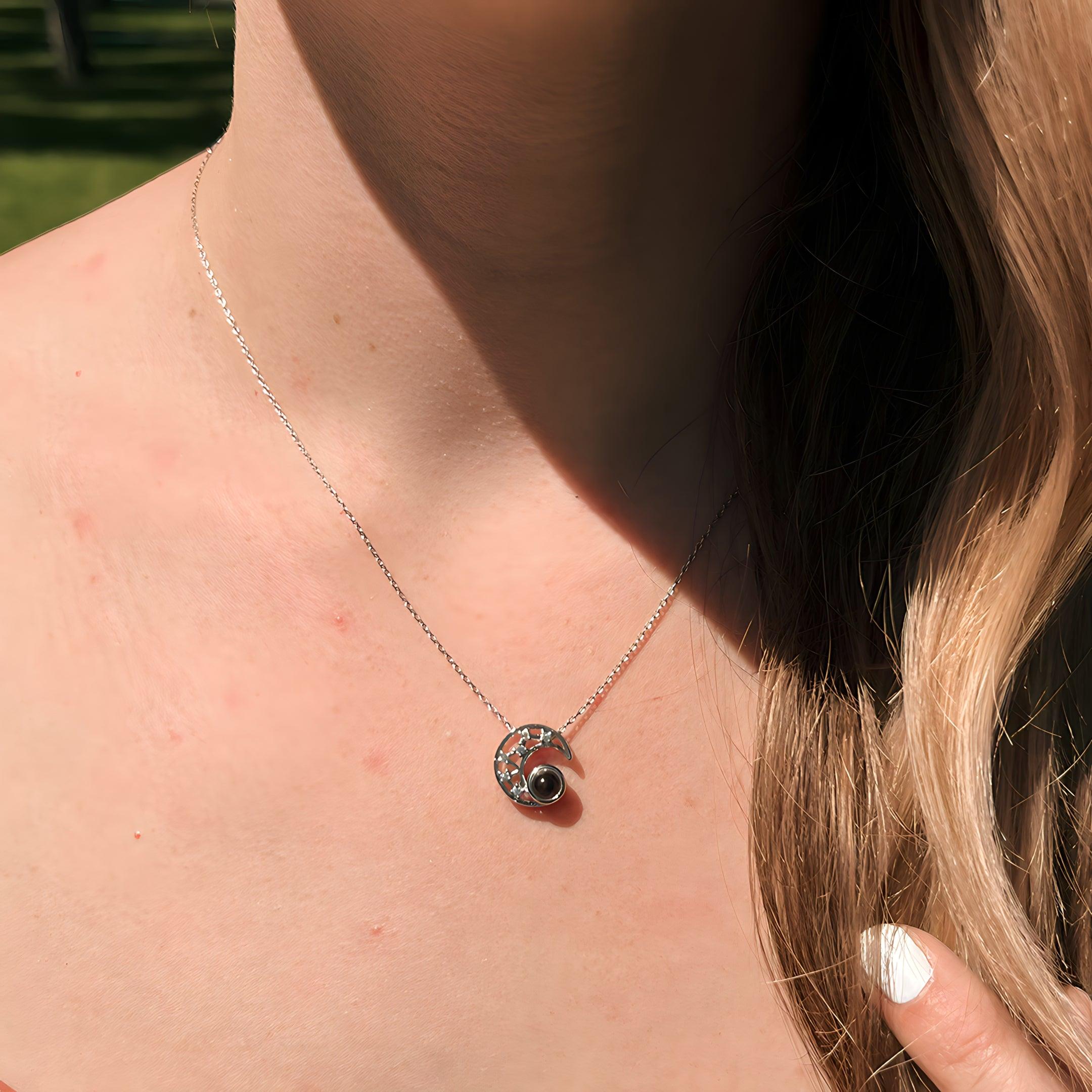 Eternity's Lunar Crystal Photo Necklace - Elegant Eternity