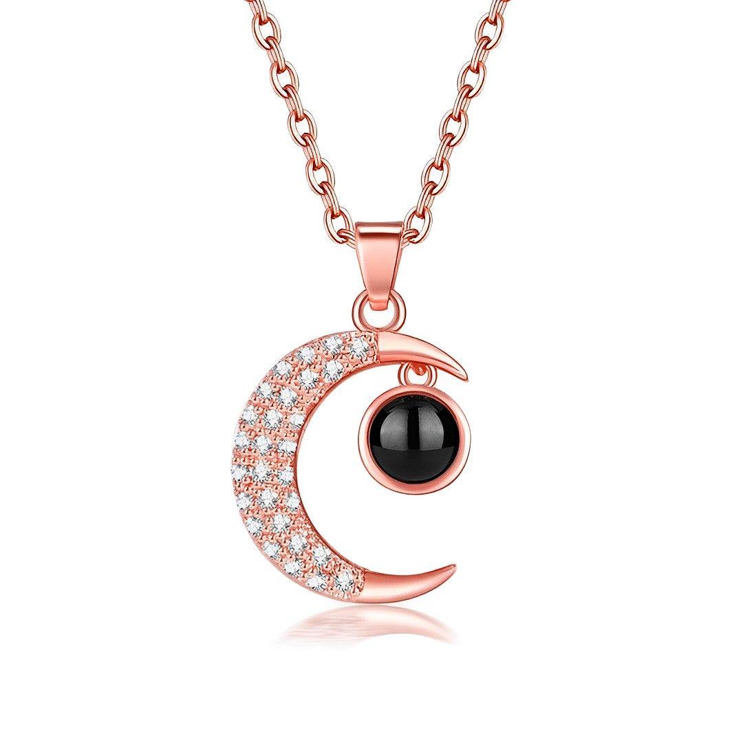 Eternity's Lunar Crystal Photo Necklace - Elegant Eternity