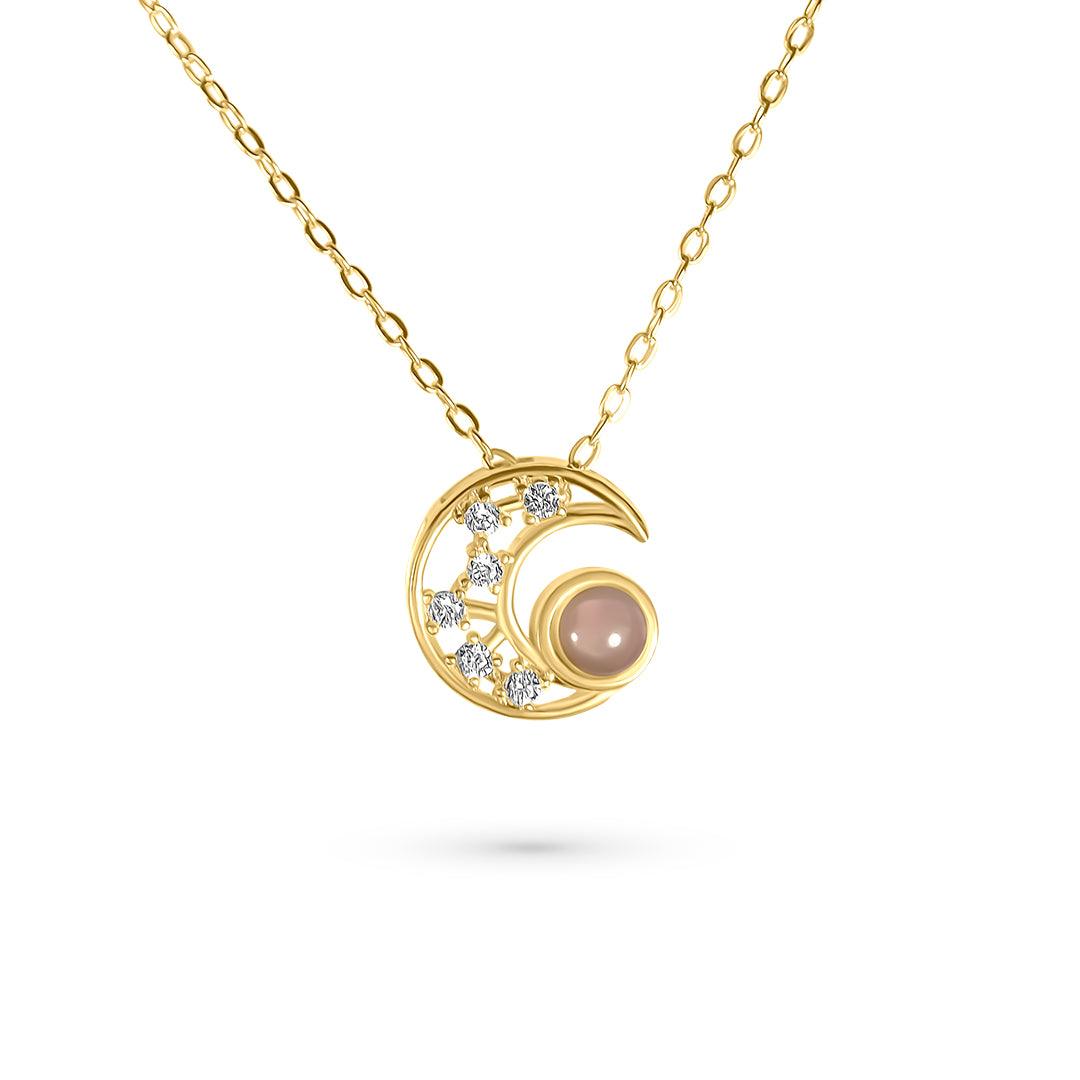 Eternity's Lunar Crystal Photo Necklace - Elegant Eternity