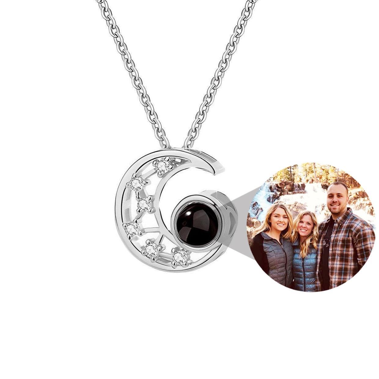 Eternity's Lunar Crystal Photo Necklace - Elegant Eternity