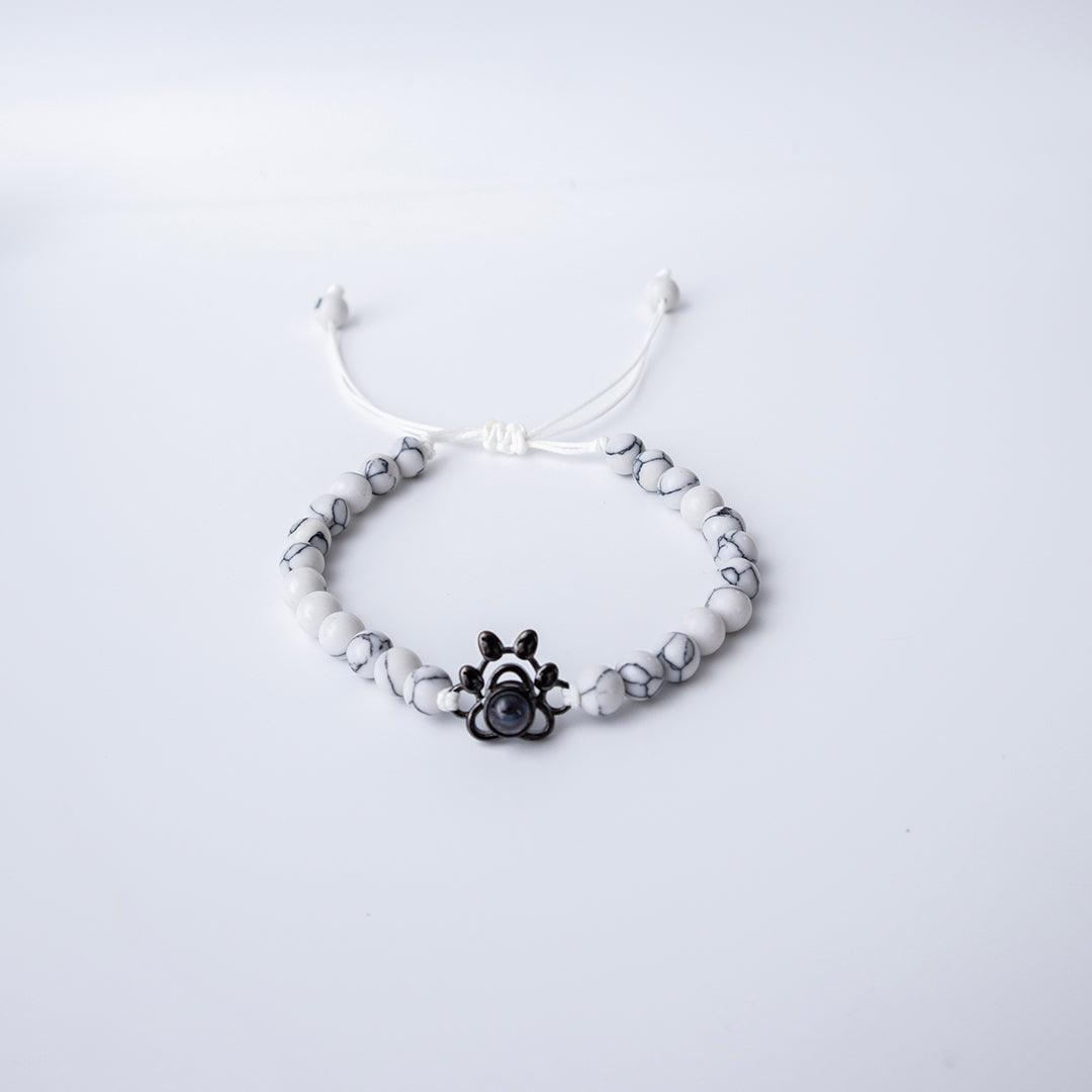 Eternity's Coastal Paw Beaded Photo Bracelet - Elegant Eternity