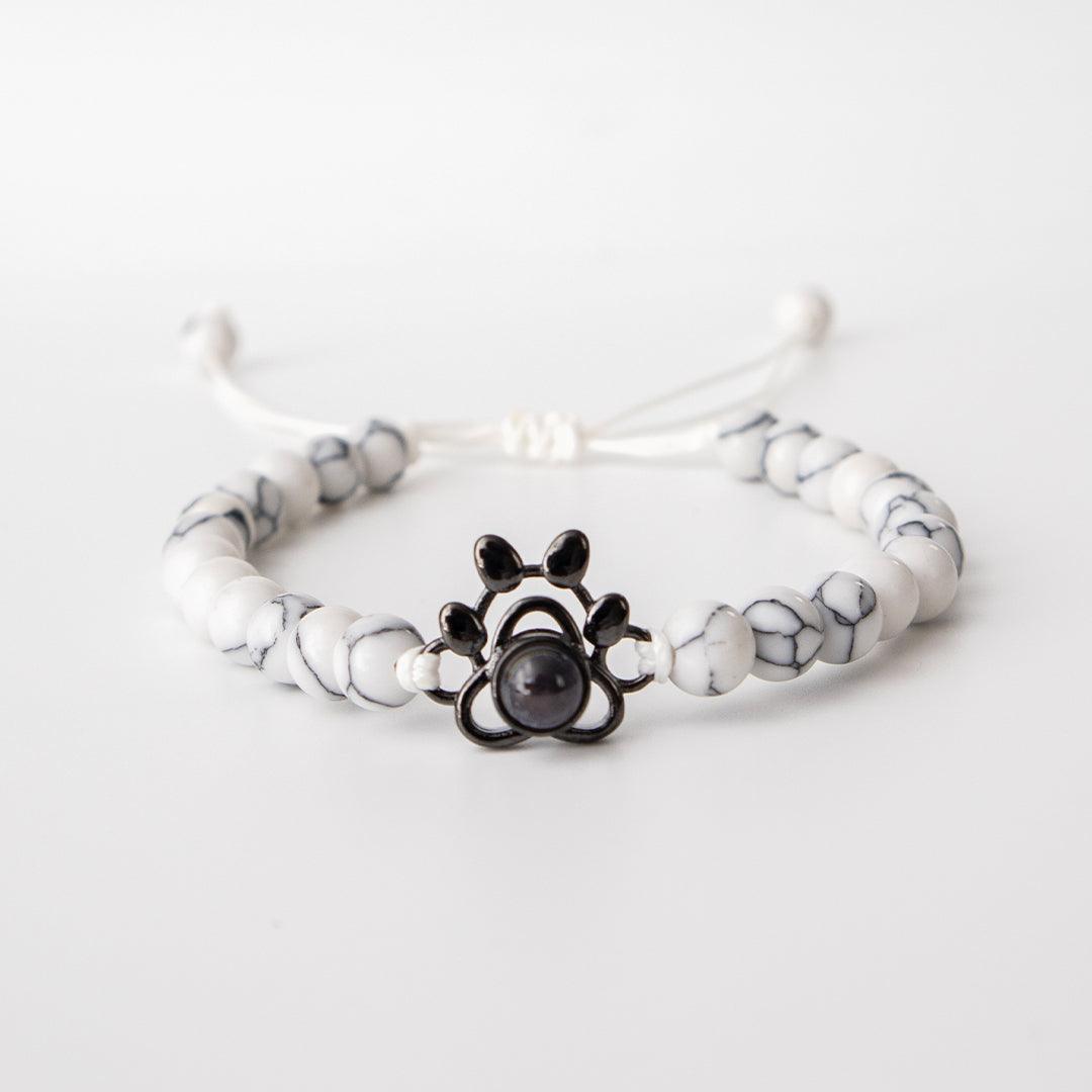 Eternity's Coastal Paw Beaded Photo Bracelet - Elegant Eternity