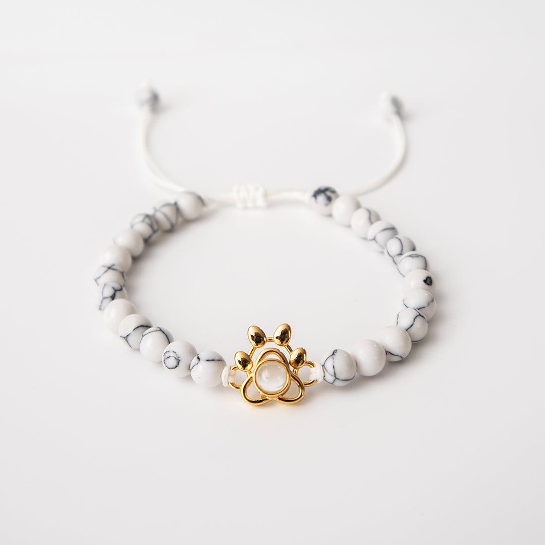 Eternity's Coastal Paw Beaded Photo Bracelet - Elegant Eternity