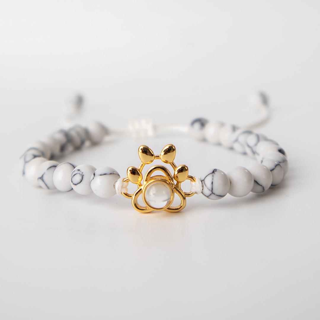 Eternity's Coastal Paw Beaded Photo Bracelet - Elegant Eternity