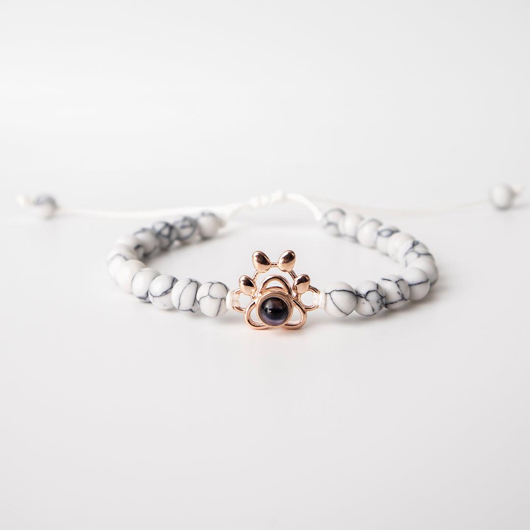 Eternity's Coastal Paw Beaded Photo Bracelet - Elegant Eternity