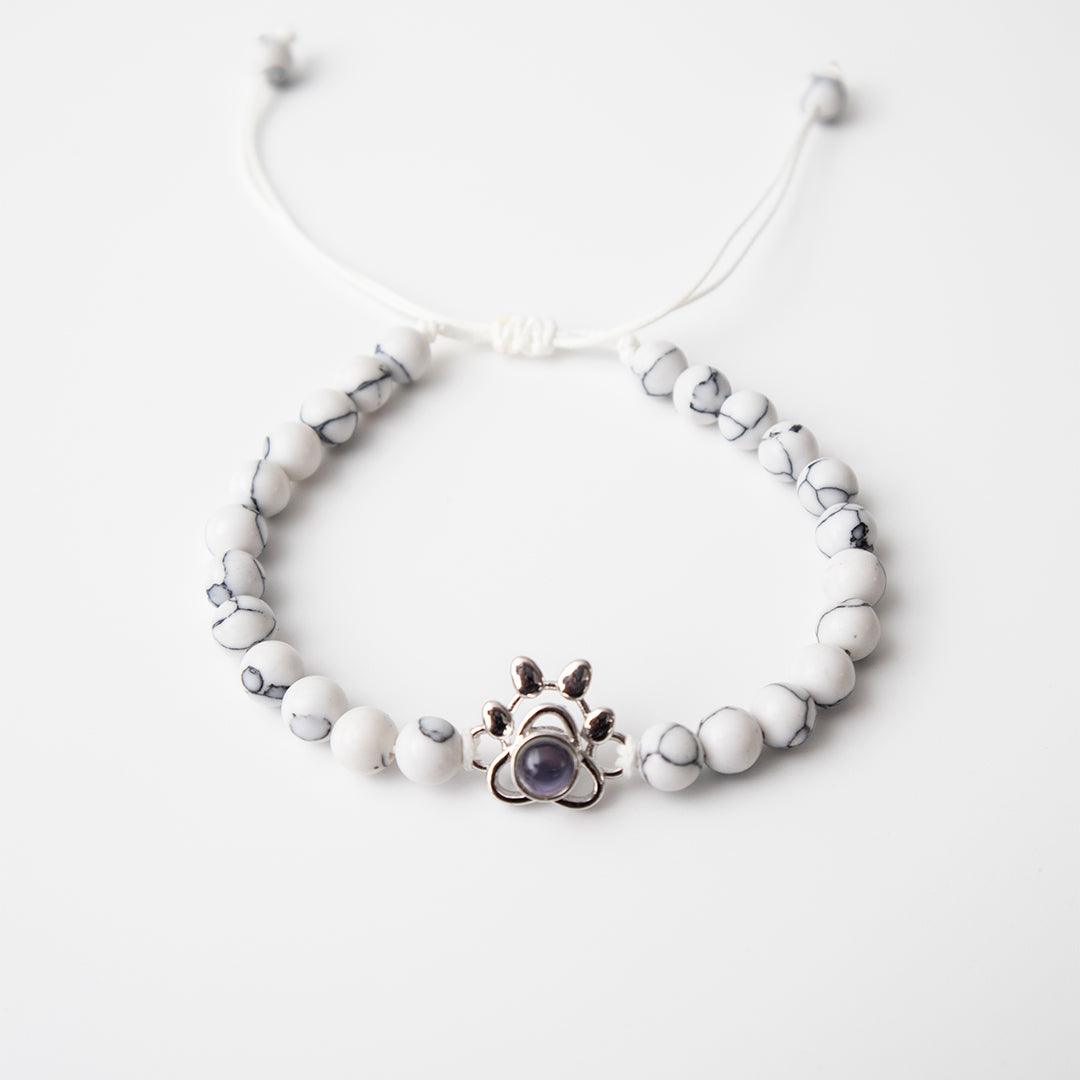Eternity's Coastal Paw Beaded Photo Bracelet - Elegant Eternity