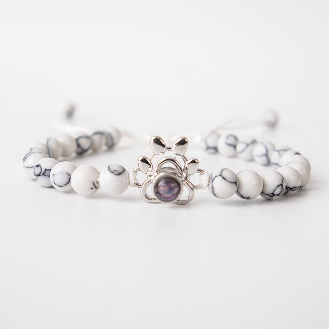 Eternity's Coastal Paw Beaded Photo Bracelet - Elegant Eternity
