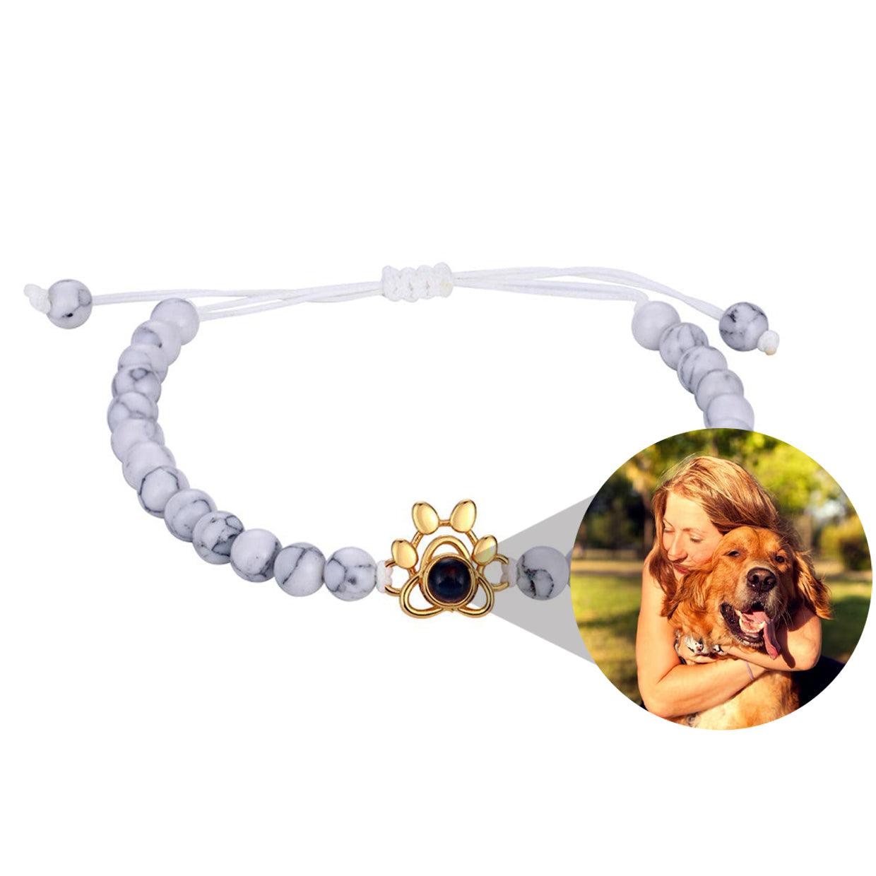 Eternity's Coastal Paw Beaded Photo Bracelet - Elegant Eternity