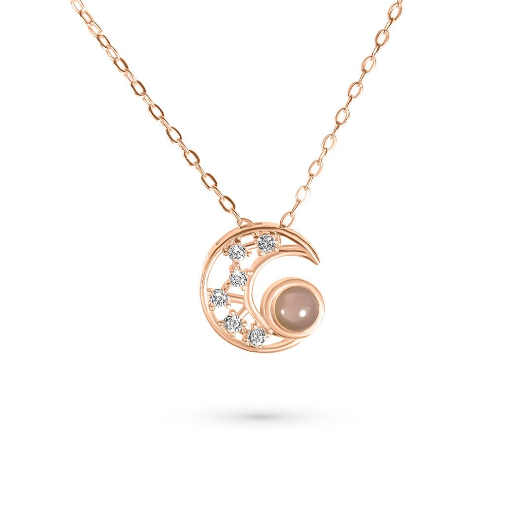 Eternity's Lunar Crystal Photo Necklace - Elegant Eternity