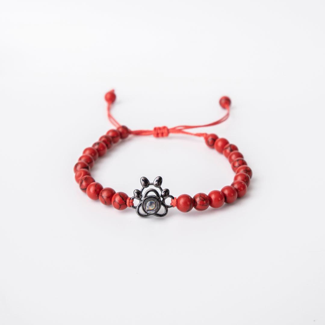 Eternity's Coastal Paw Beaded Photo Bracelet - Elegant Eternity