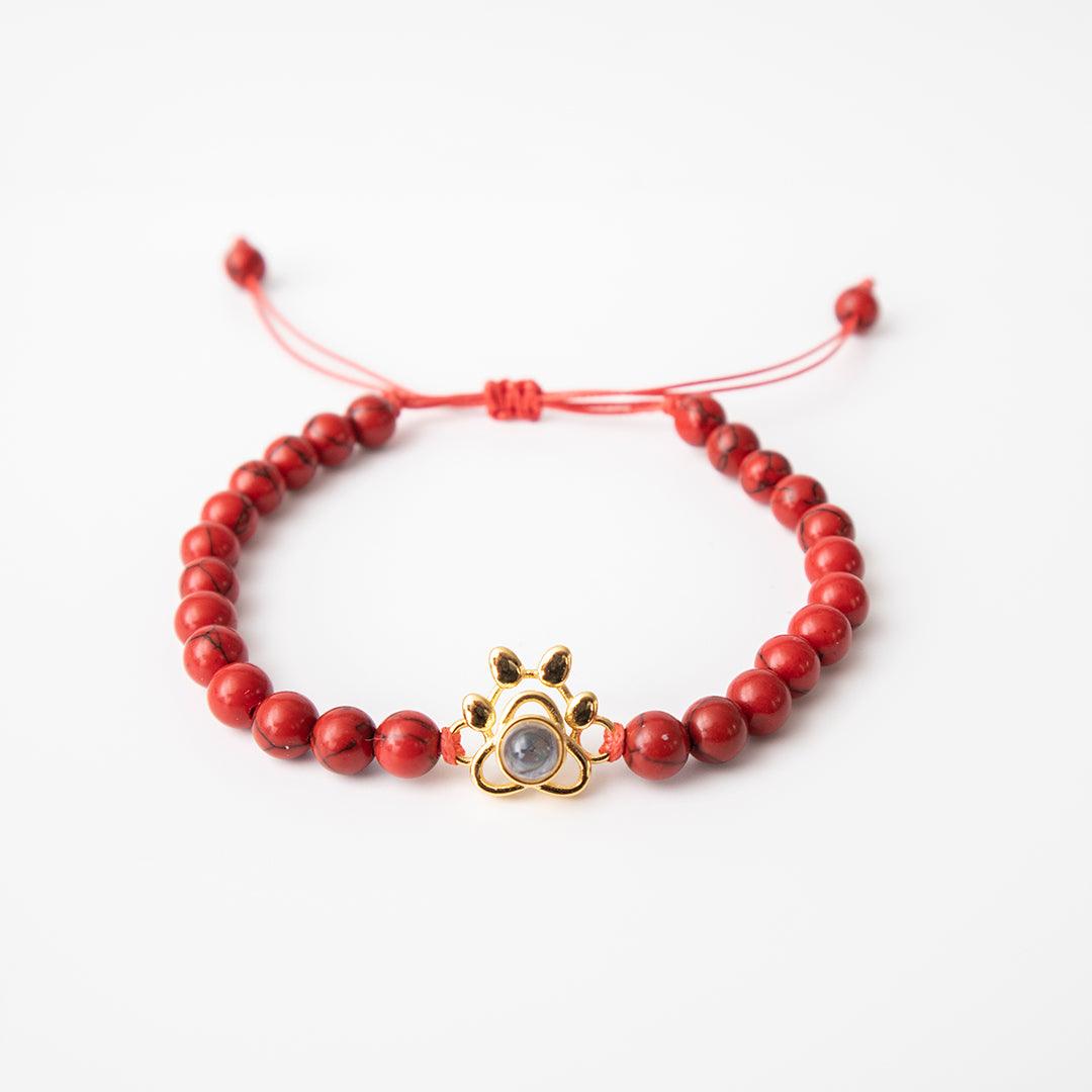 Eternity's Coastal Paw Beaded Photo Bracelet - Elegant Eternity