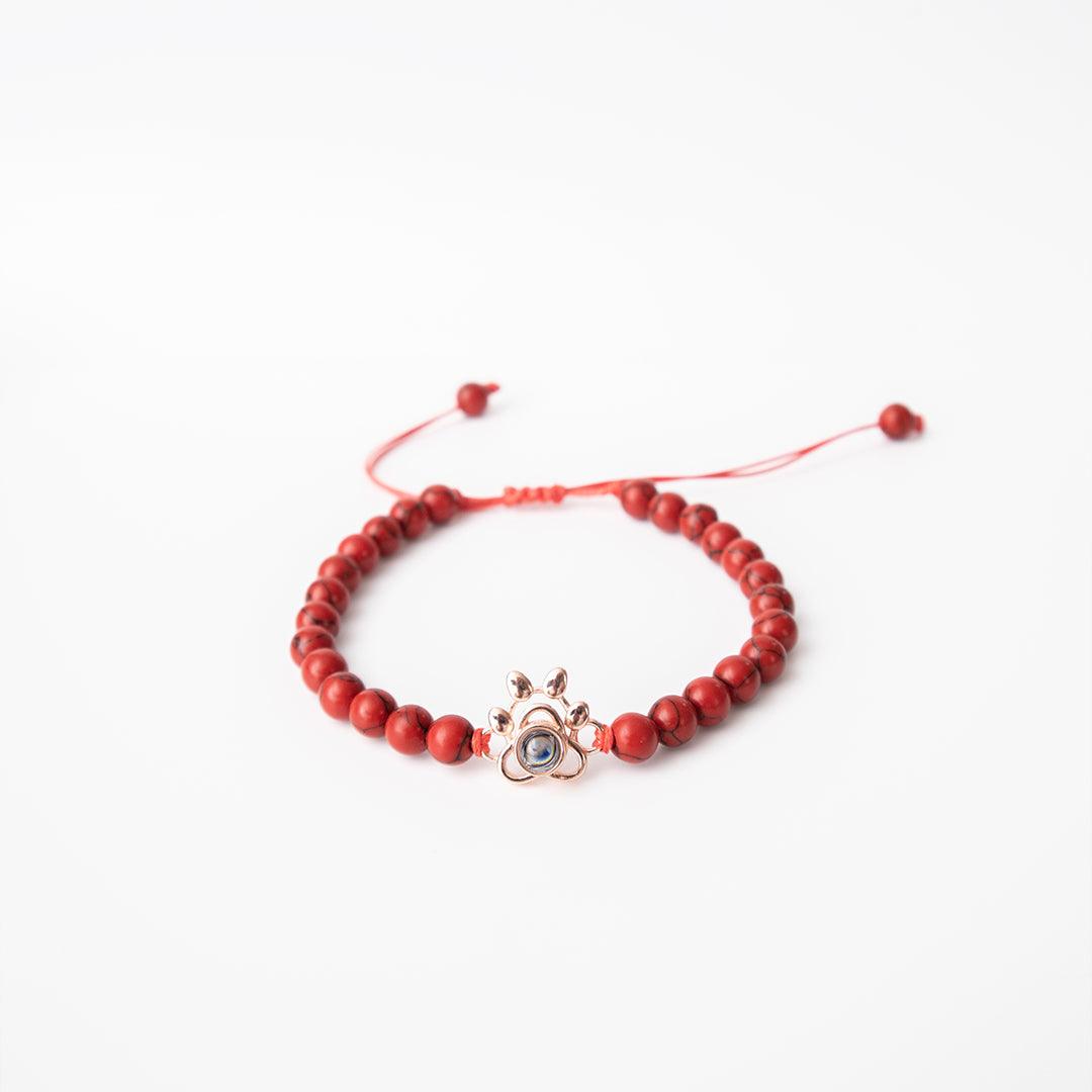 Eternity's Coastal Paw Beaded Photo Bracelet - Elegant Eternity