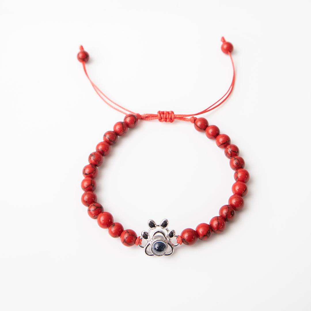 Eternity's Coastal Paw Beaded Photo Bracelet - Elegant Eternity