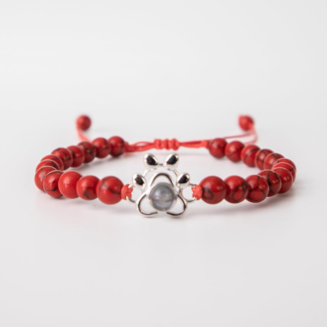 Eternity's Coastal Paw Beaded Photo Bracelet - Elegant Eternity