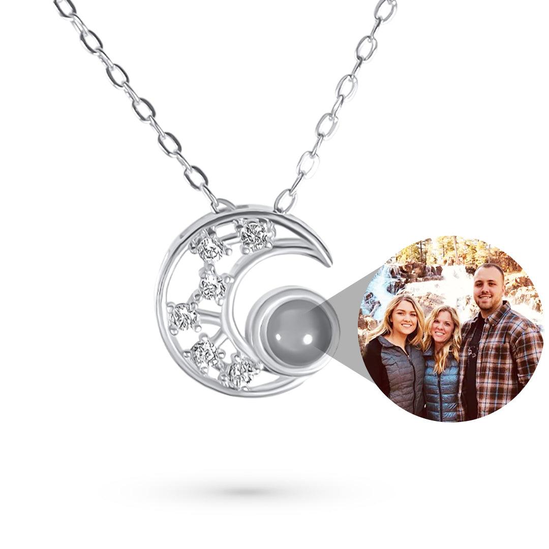 Eternity's Lunar Crystal Photo Necklace - Elegant Eternity