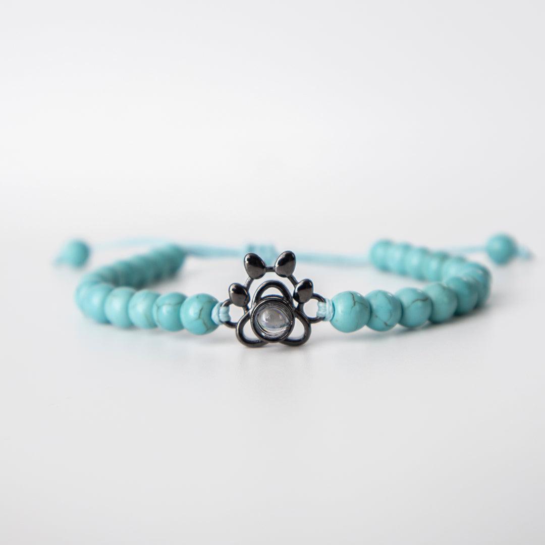 Eternity's Coastal Paw Beaded Photo Bracelet - Elegant Eternity