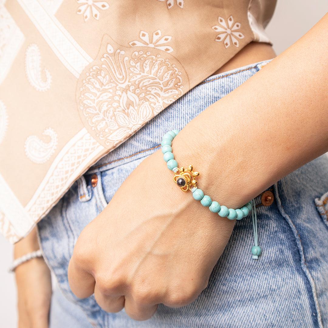 Eternity's Coastal Paw Beaded Photo Bracelet - Elegant Eternity