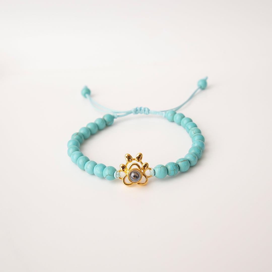 Eternity's Coastal Paw Beaded Photo Bracelet - Elegant Eternity