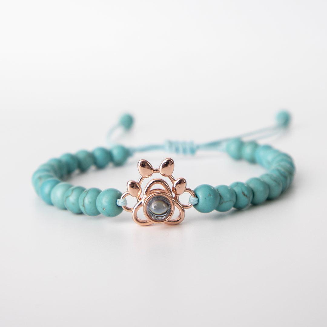 Eternity's Coastal Paw Beaded Photo Bracelet - Elegant Eternity