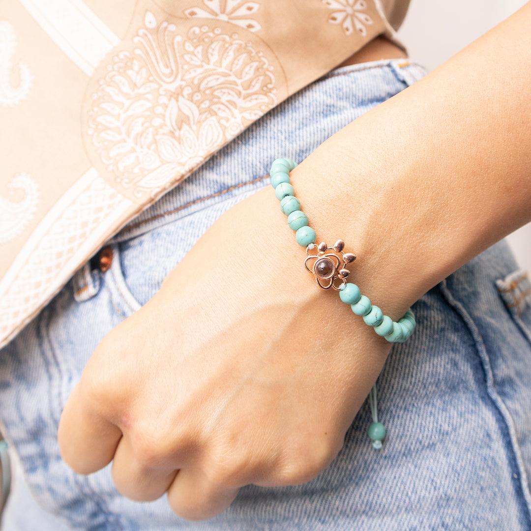 Eternity's Coastal Paw Beaded Photo Bracelet - Elegant Eternity