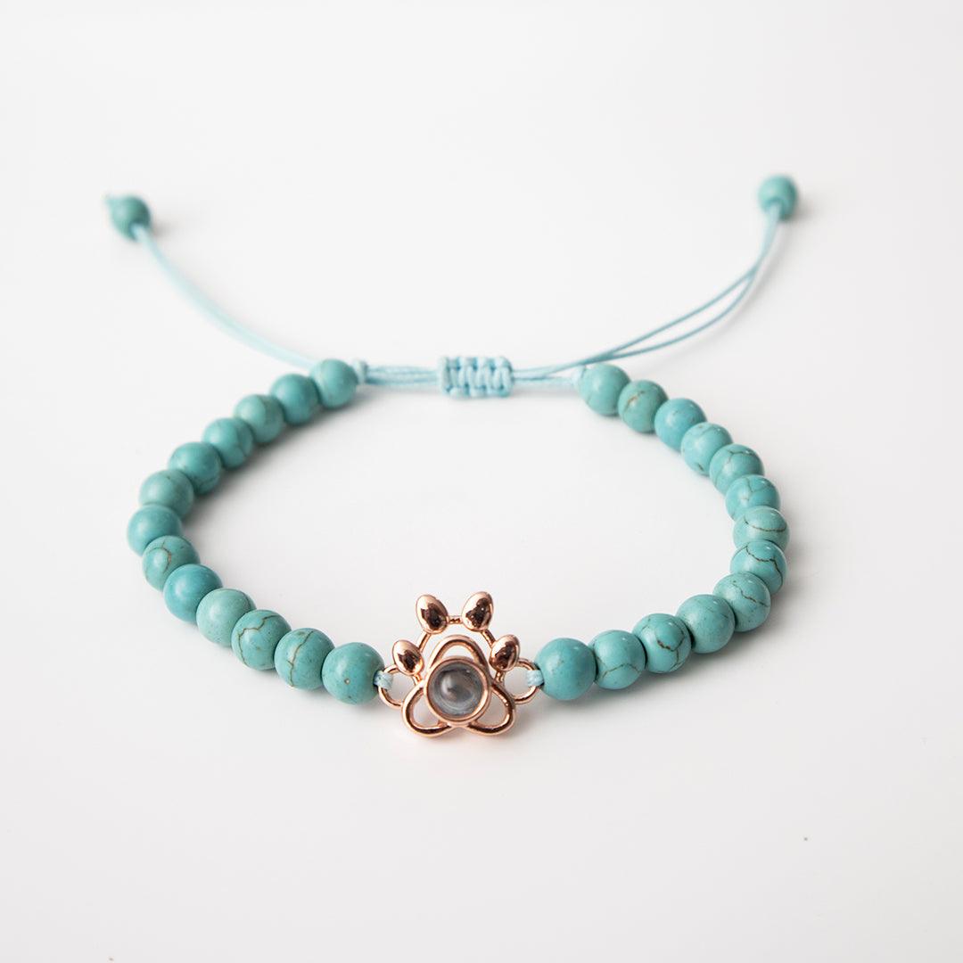 Eternity's Coastal Paw Beaded Photo Bracelet - Elegant Eternity