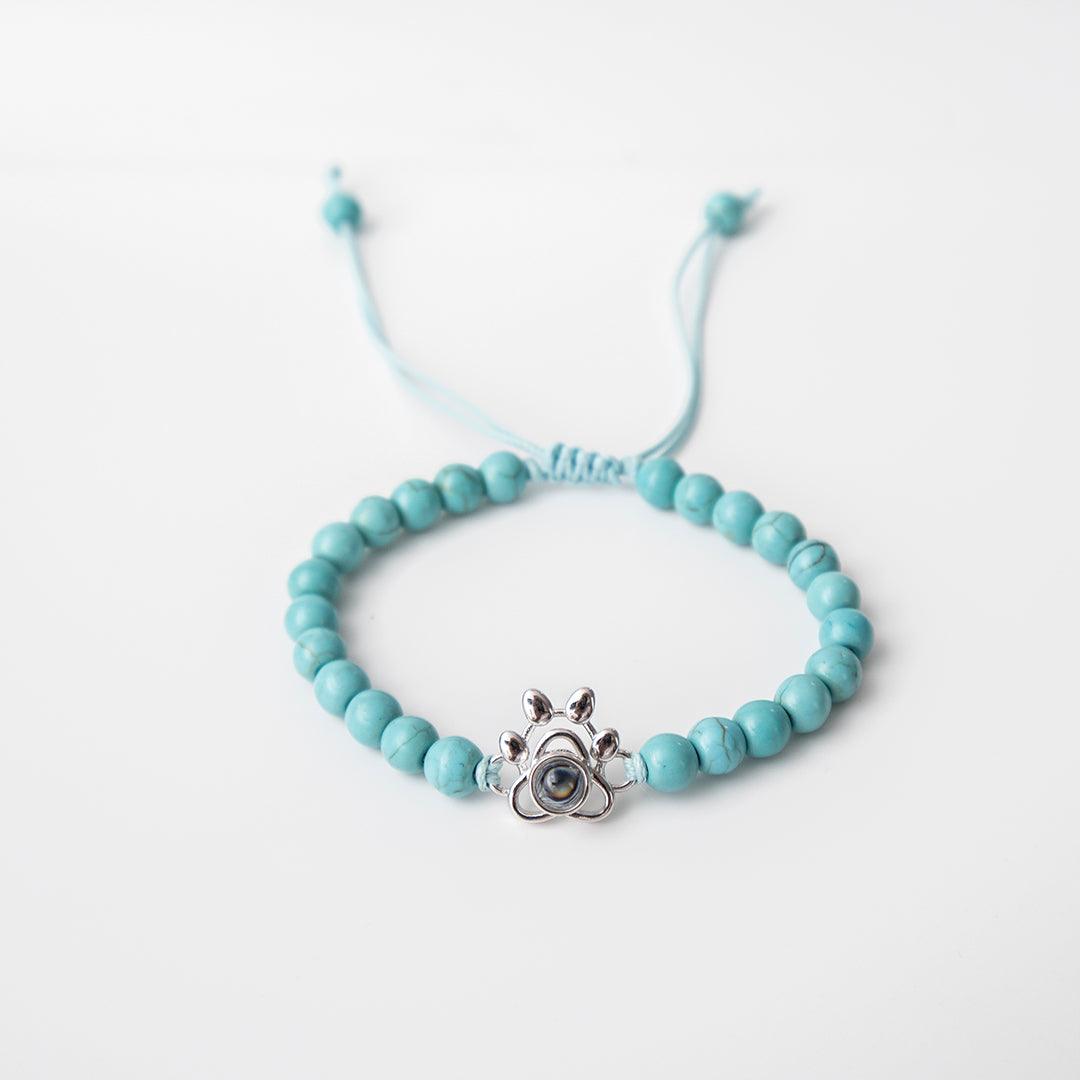 Eternity's Coastal Paw Beaded Photo Bracelet - Elegant Eternity