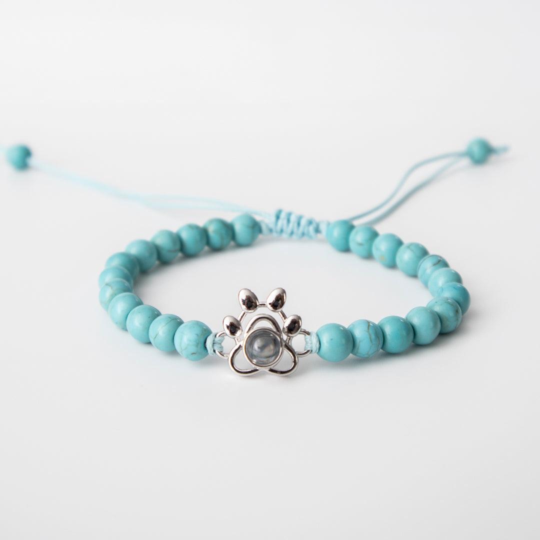 Eternity's Coastal Paw Beaded Photo Bracelet - Elegant Eternity