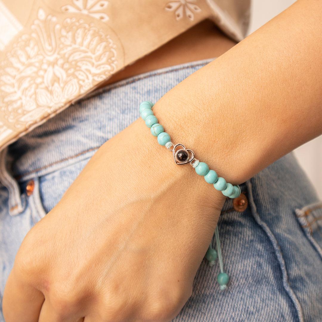 Eternity's Coastal Love Beaded Photo Bracelet - Elegant Eternity