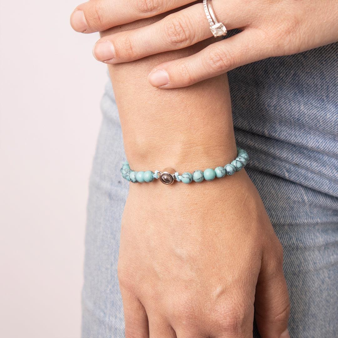 Eternity's Coastal Beaded Photo Bracelet - Elegant Eternity