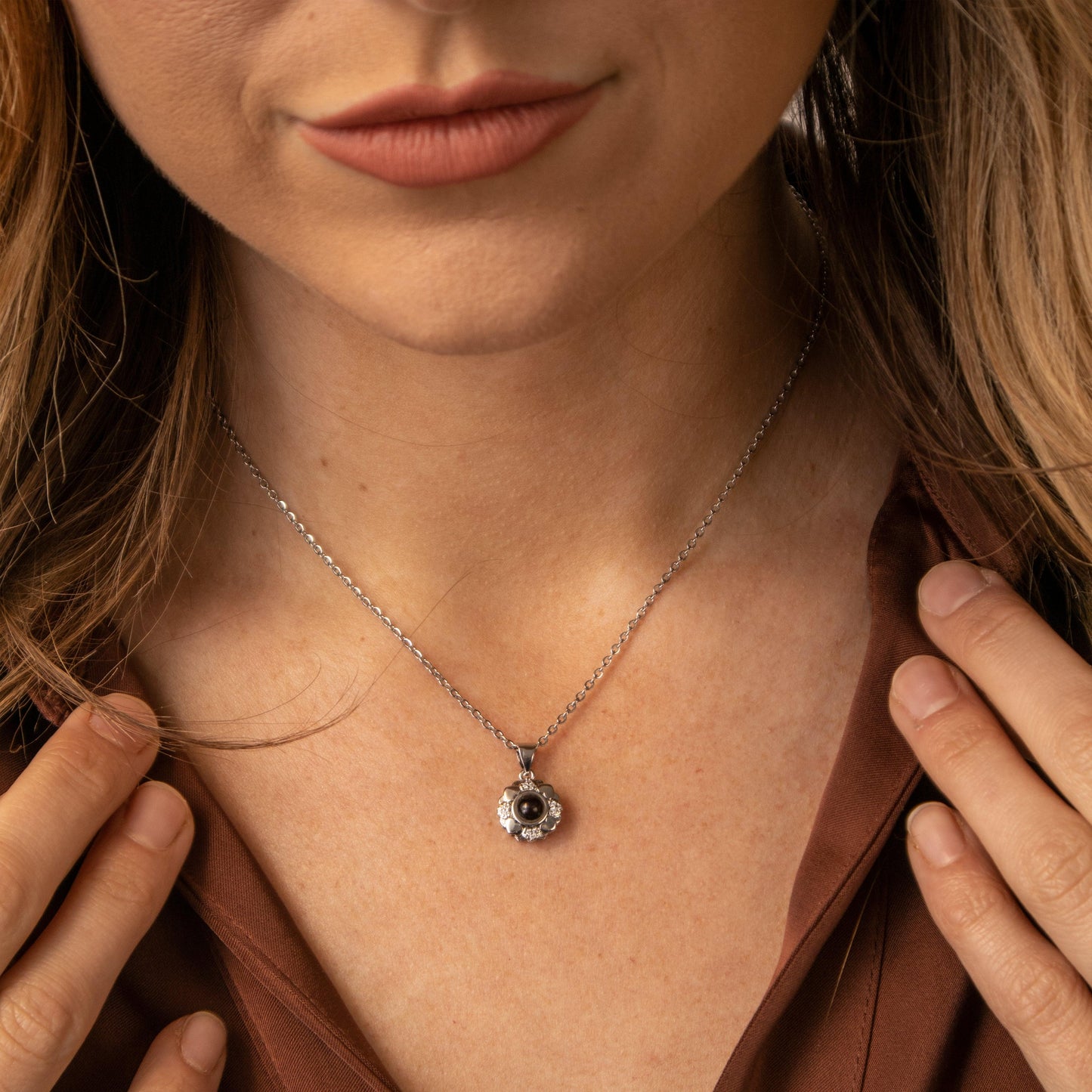 Eternity's Blossom Photo Necklace - Elegant Eternity