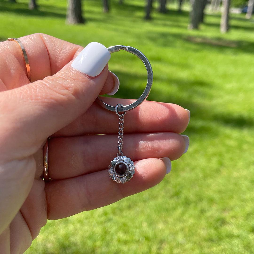 Eternity's Blossom Photo Keychain - Elegant Eternity